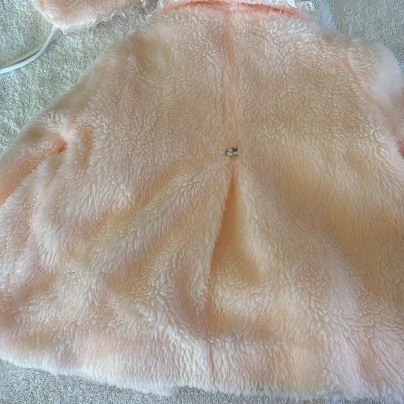 Vintage Pink Faux FurCoat with Hat